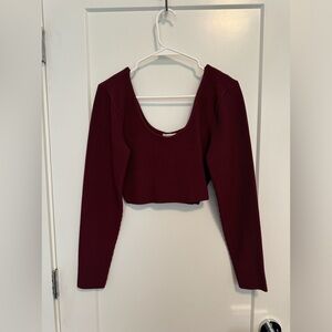 Aritzia Babaton Sculpt Knit Scoopneck Longleeve - Burgundy - Size L